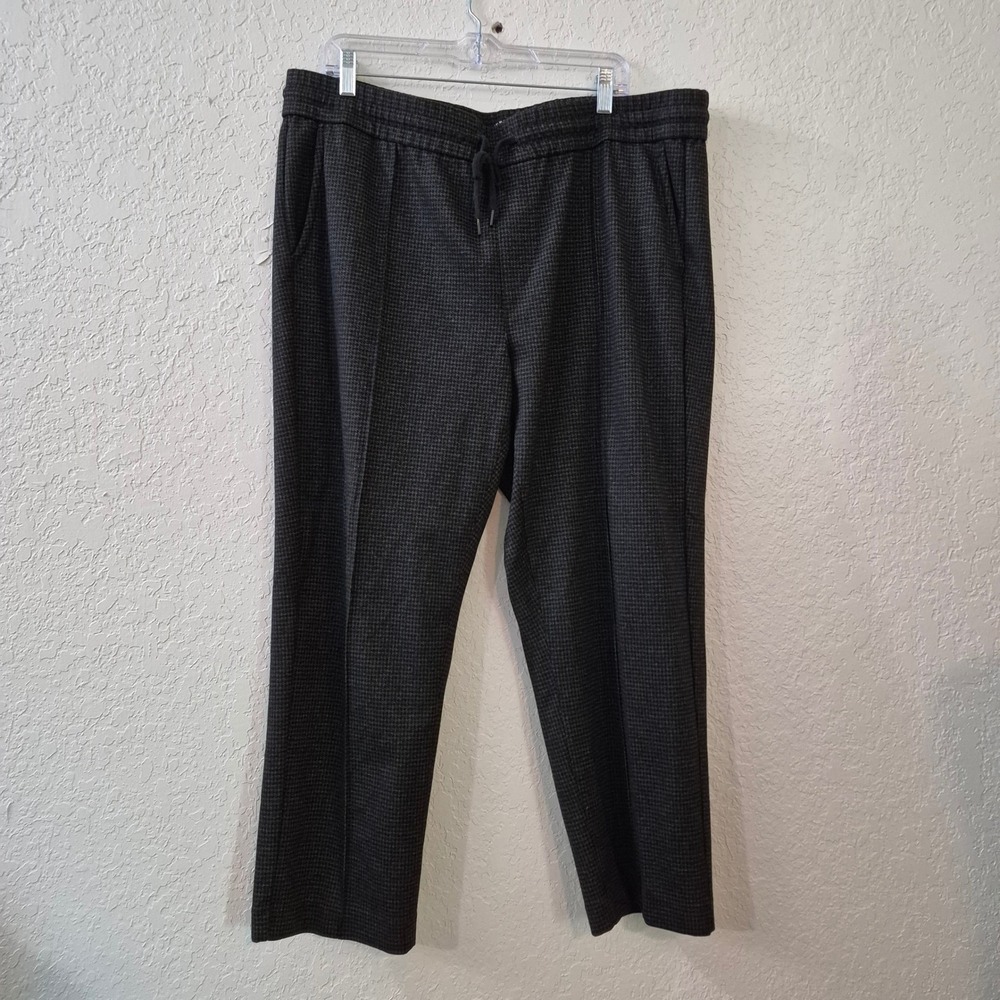 Liverpool Houndstooth Pull On Ankle Pants 2X Gray Drawstring Tapered Trouser